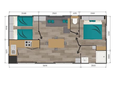 MOBILHOME 4 personnes - MOBIL HOME Premium Climatisé - TV - Lave vaisselle - 2 ch - 32.80m²/ Amandier