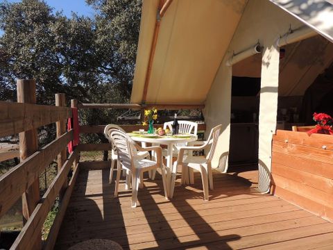 Tente en toile et en bois 4 personnes - Safari, 2 chambres (sans sanitaires)