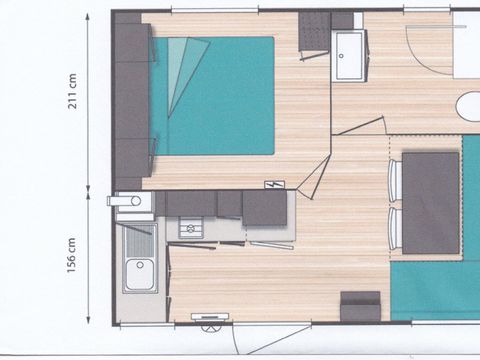 MOBILHOME 2 personnes - MOBIL HOME 1 CHAMBRE