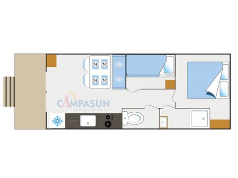 Hébergement 4 personnes - Roulotte avec vue lac - 20,40m² - 2 chambres (2 adultes + 2 enfants)