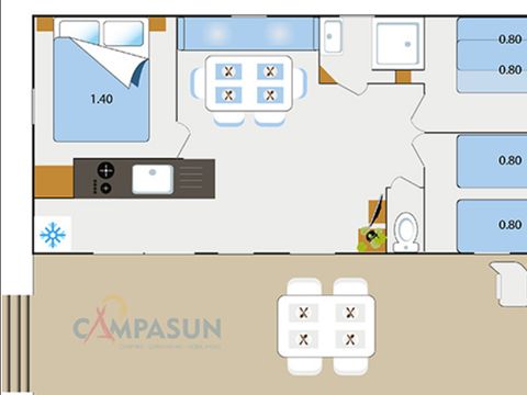 MOBILHOME 6 personnes - Cottage Confort 3 Chambre + climatisation + Lave vaisselle