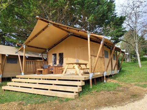 TENTE TOILE ET BOIS 4 personnes - Tente safari 4p avec sanitaires