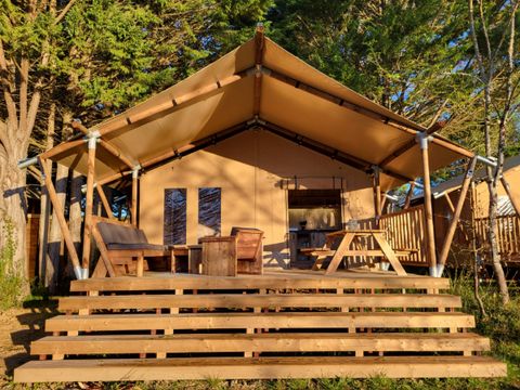 TENTE TOILE ET BOIS 6 personnes - Tente safari 6p avec sanitaires