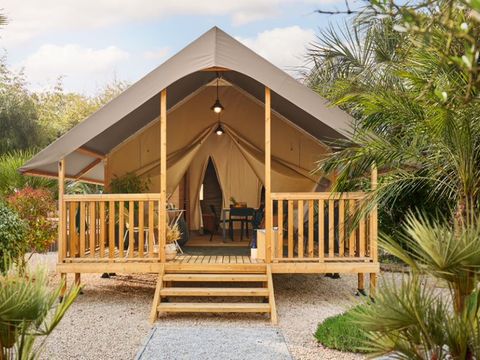 Tente en toile et en bois 5 personnes - TENTE LODGE MINI WOOD SANS SANITAIRES