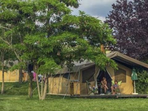 TENTE TOILE ET BOIS 5 personnes - Tente Lodge - 4 ad + 1 enf - avec sanitaires