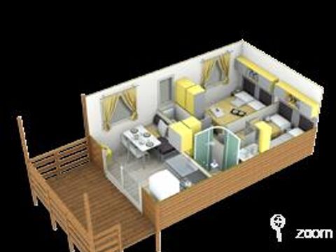MOBILHOME 4 personnes - COTTAGE 2 chambres (TV - terrasse couverte 7m² - superficie 26m²)