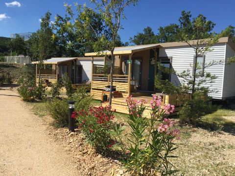 MOBILHOME 5 personnes - Home Flower Premium 26,5m² (2 chambres, 4 adultes max + 1 petit enfant) terrasse couverte 16m²