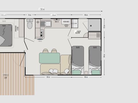 MOBILHOME 5 personnes - MOBIL HOME 28m2 confort+ 2chb 5 pers