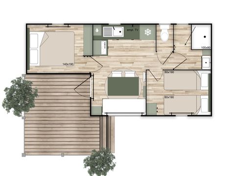 MOBILHOME 4 personnes - Cottage Prémium_4p climatisé