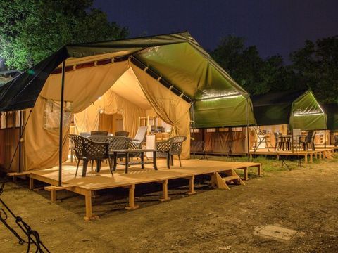 TENTE TOILE ET BOIS 4 personnes - Tente Safari avec salle de bain privé