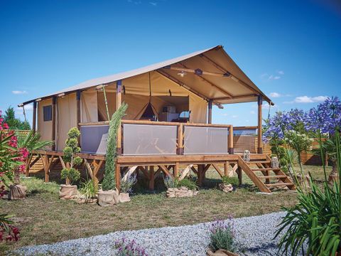 Tente en toile et en bois 5 personnes - Lodge Bali avec sanitaires