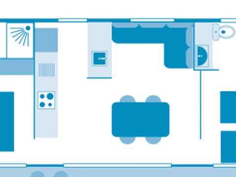 MOBILHOME 4 personnes - Cottage Lévézou 4p 2ch 2sdb Premium clim