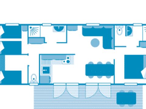MOBILHOME 6 personnes - Cottage Libellule 6p 3ch 2sdb **** clim