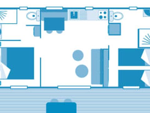 MOBILHOME 4 personnes - Cottage Taos 4p 2ch 2sdb Premium clim