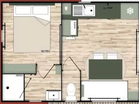MOBILHOME 3 personnes - Cottage Confort 2 Pièces 2/3 Personnes Climatisé + TV
