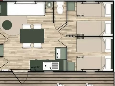 MOBILHOME 8 personnes - Cottage Confort 4 Pièces 6/8 Personnes Climatisé + TV