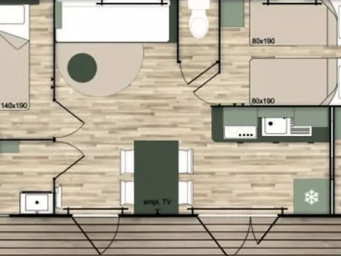 MOBILHOME 6 personnes - Cottage Confort 3 Pièces 4/6 Personnes Climatisé + TV