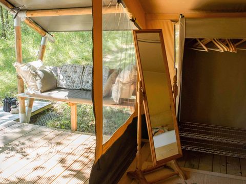 TENTE TOILE ET BOIS 3 personnes - Shimoni - 16 m² + terrasse 12 m²