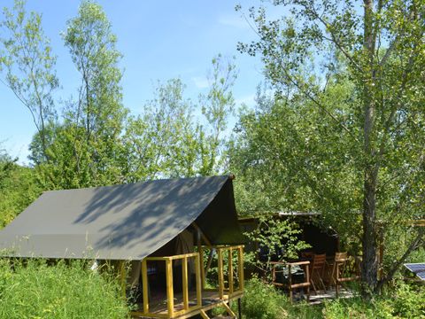 TENTE TOILE ET BOIS 7 personnes - Tente Lodge Mont Kenya - 35 m² + 7.5 m² + terrasse 15 m²