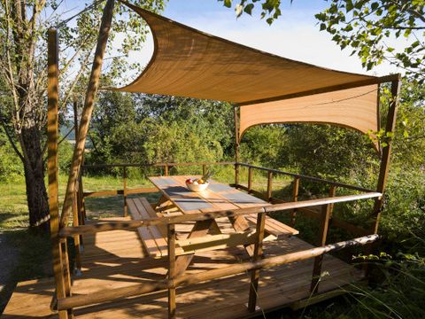 TENTE TOILE ET BOIS 7 personnes - Tente Lodge Mont Kenya - 35 m² + 7.5 m² + terrasse 15 m²