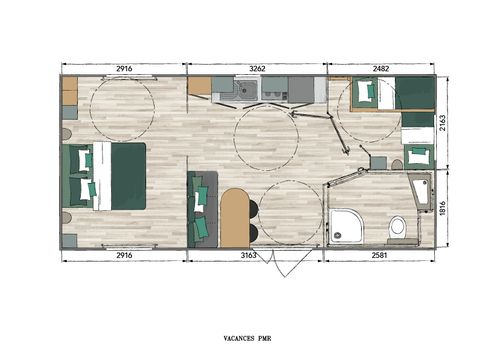 MOBILHOME 4 personnes - NEW // Résidence LOUISIANE PMR Confort 2 chambres + terrasse semi-couverte + TV