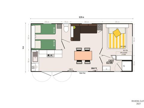MOBILHOME 4 personnes - 2 chambres Family Plus Confort 30m² - climatisation