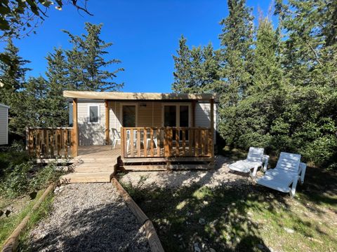 MOBILHOME 4 personnes - Premium 29 m² 2 chambres terrasse semi-couverte + climatisation + LV   L