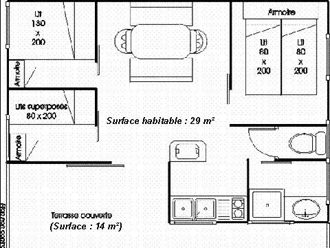 CHALET 6 personnes - Chalets (3 chambres, 43m²), terrasse