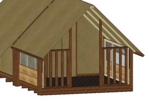 Tente en toile et en bois 2 personnes - Cyclo Tente Lodge, sans sanitaires, sans cuisine