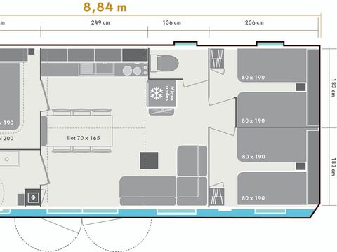 MOBILHOME 6 personnes - Ciela Privilège 3 chambres - Lave-vaiselle, barbecue