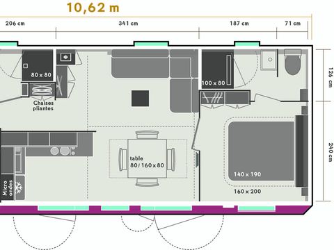 Mobilhome 6 personnes - Mobil home Prestige SPA - 3 chambres dont 1 suite parentale - draps, serviettes et plancha