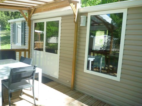 MOBILHOME 6 personnes - Mobil-home Orchidée Grand Confort 35m² - 2 chambres + terrasse couverte + CLIM + TV + LV 1/6 pers