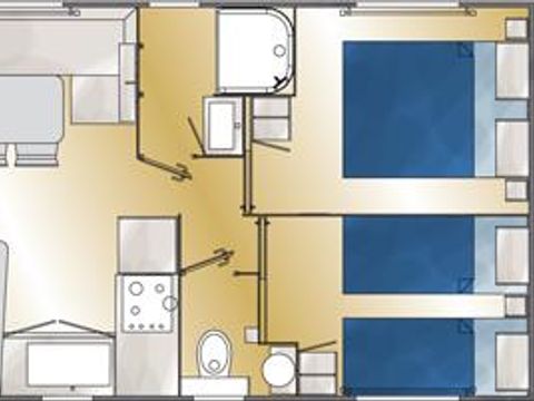 MOBILHOME 4 personnes - Mobil-home Louisiane Confort 26 m² - 2 chambres + terrasse couverte + TV 2/4 pers
