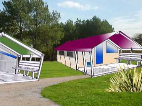 Tente en toile et en bois 2/5 personnes - Freeflower Standard 30m² - 2 chambres - Sans sanitaires