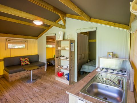 Tente en toile et en bois 2/5 personnes - Freeflower Standard 30m² - 2 chambres - Sans sanitaires