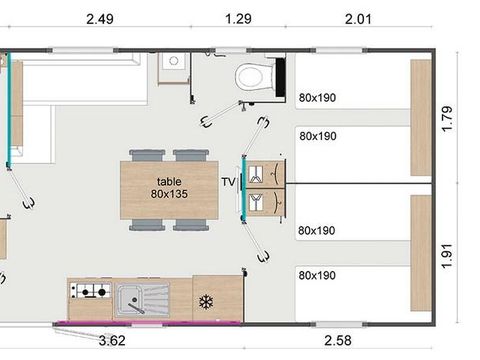 MOBILHOME 6 personnes - Cottage Premium Famille - 33 m² - 3 chambres – 6 pers