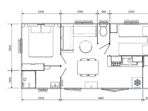 MOBILHOME 6 personnes - Cottage Premium Clim - 29 m² - 2 chambres – 4/6 pers - climatisation & plancha