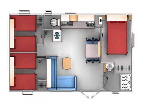 MOBILHOME 8 personnes - Cottage Prestige Famille Clim - 35 m² - 3 chambres - 6/8 pers - climatisation & plancha