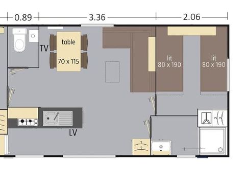 MOBILHOME 4 personnes -  PARADISE climatisé DIMANCHE