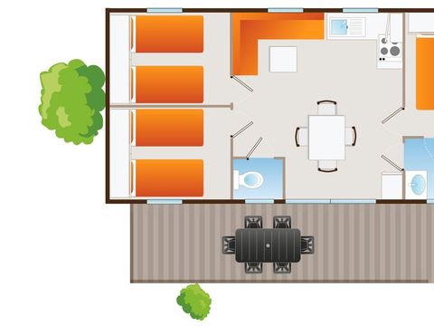 MOBILHOME 6 personnes - Confort 6 pers. 3 ch.