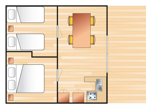 TENTE TOILE ET BOIS 4 personnes - Tente lodge 4 pers. 2 ch.