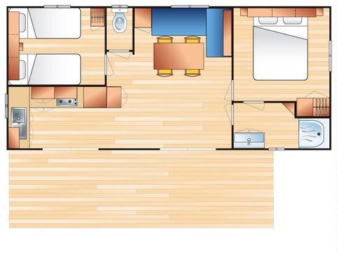 MOBILHOME 6 personnes - Confort Natura 4/6 2 ch. sans TV