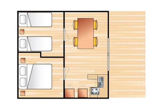 TENTE TOILE ET BOIS 4 personnes - Tente lodge 4 pers. 2 ch.
