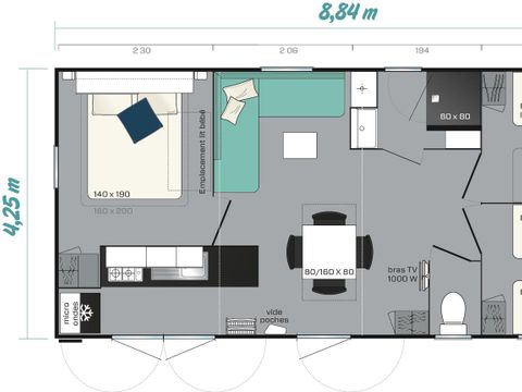 MOBILHOME 8 personnes - MH3 34 m² Climatisé