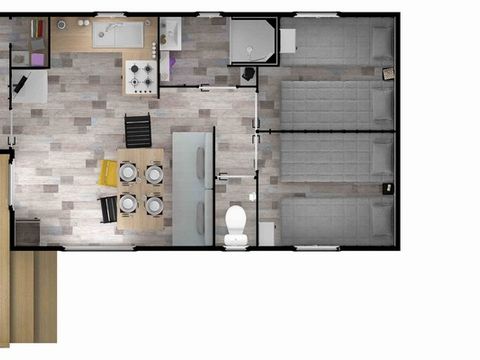 MOBILHOME 7 personnes - Family 32m² Premium (3ch - 7pers.) + Clim + LV + Terrasse couverte