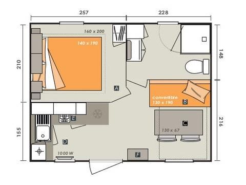 MOBILHOME 2 personnes - Cottage LE CAHITA  - climatisé - 1 chambre - S