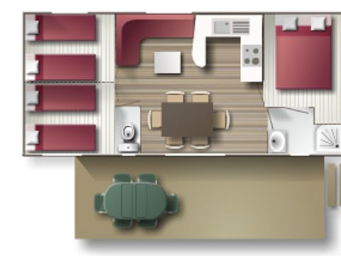 MOBILHOME 6 personnes - Cottage LE CORDELIA - climatisé - 3 chambres - D