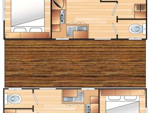 MOBILHOME 8 personnes - Mobil home LE TWIN STAR - non climatisé - 4 chambres - 2 SDB - S