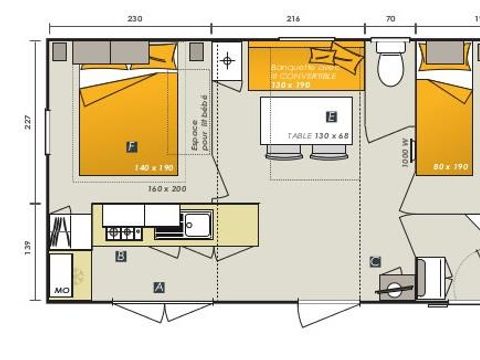 MOBILHOME 8 personnes - Cottage LE TWIN PRESTIGE - climatisé - 4 chambres - 2 SDB - D