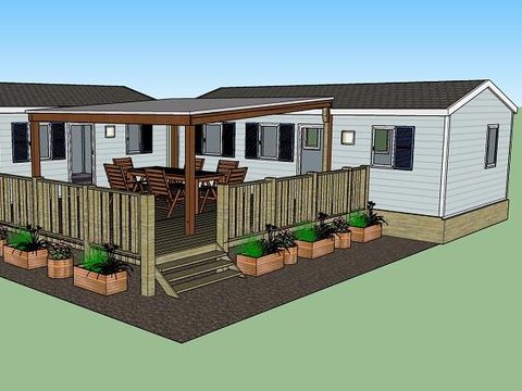 MOBILHOME 8 personnes - Cottage LE TWIN PRESTIGE - climatisé - 4 chambres - 2 SDB - D